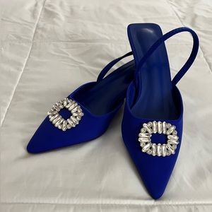 Shein Royal Blue Kitten Heel Pump with Jewel Detail - Size 7.5 - Never Worn